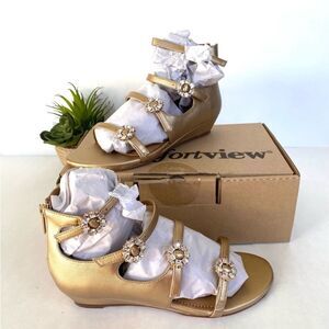 Comfortview Strappy Embellished Sandals Gold 8WW
